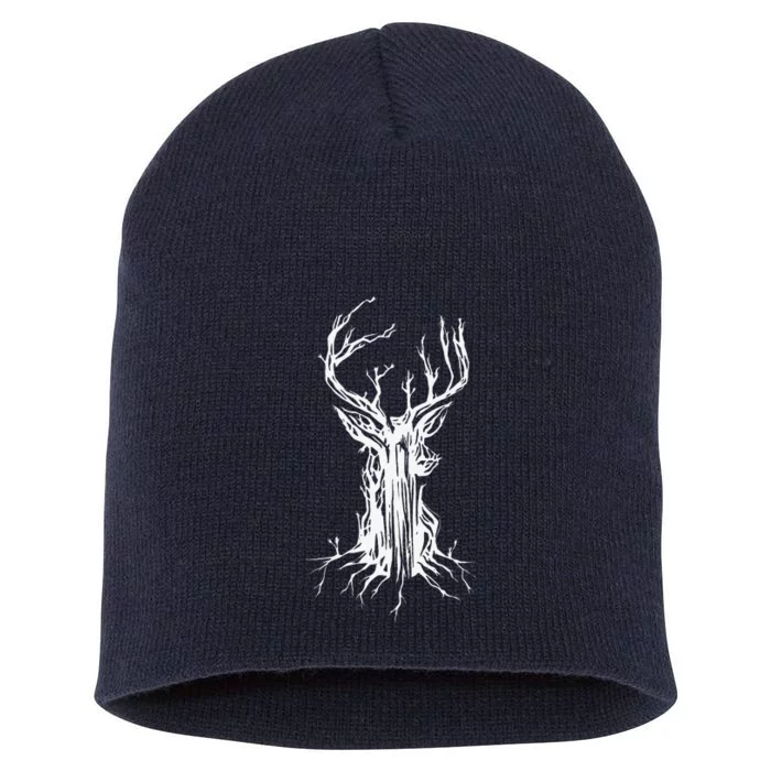 Deer Tree Nature Preservation Earth Day Graphic Short Acrylic Beanie