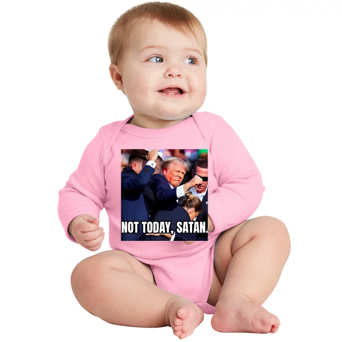 Donald Trump Not Today Satan Baby Long Sleeve Bodysuit