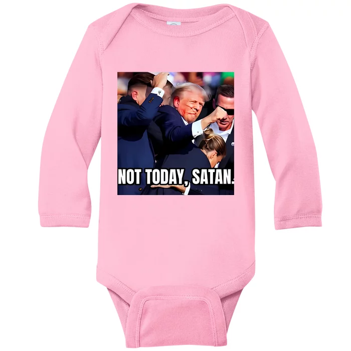 Donald Trump Not Today Satan Baby Long Sleeve Bodysuit