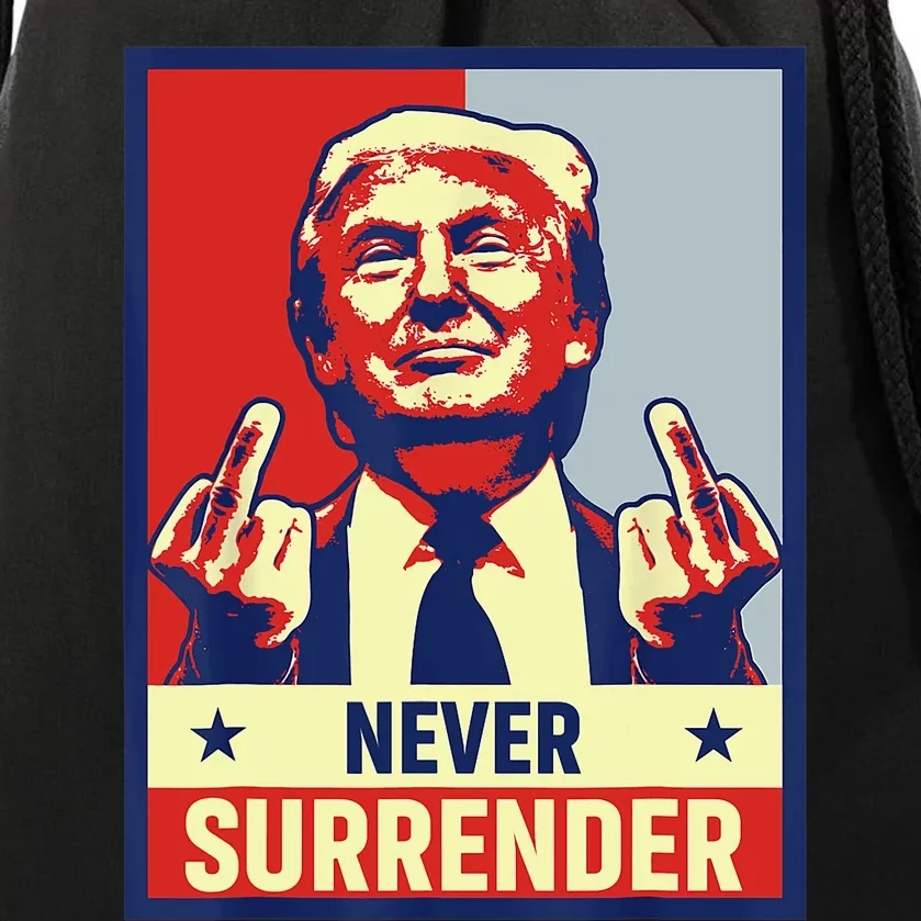 Donald Trump Never Surrender Pro Trump Trump Mug Shot Retro Drawstring Bag