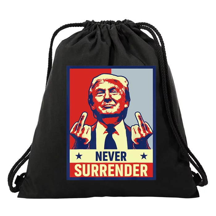 Donald Trump Never Surrender Pro Trump Trump Mug Shot Retro Drawstring Bag