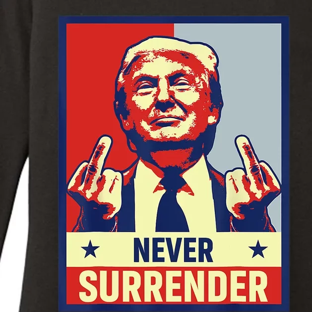 Donald Trump Never Surrender Pro Trump Trump Mug Shot Retro Womens CVC Long Sleeve Shirt