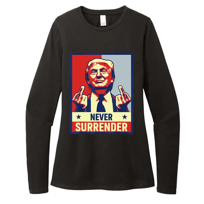 Donald Trump Never Surrender Pro Trump Trump Mug Shot Retro Womens CVC Long Sleeve Shirt