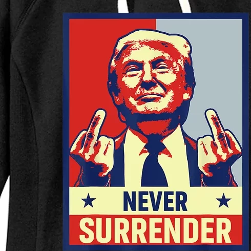 Donald Trump Never Surrender Pro Trump Trump Mug Shot Retro Women's Fleece Hoodie