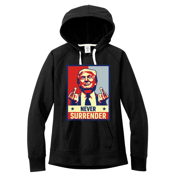 Donald Trump Never Surrender Pro Trump Trump Mug Shot Retro Women's Fleece Hoodie