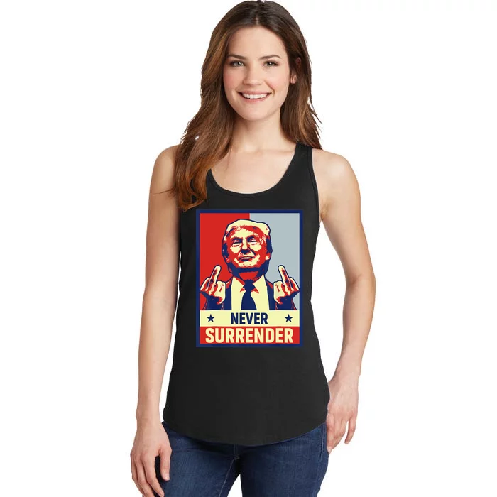 Donald Trump Never Surrender Pro Trump Trump Mug Shot Retro Ladies Essential Tank