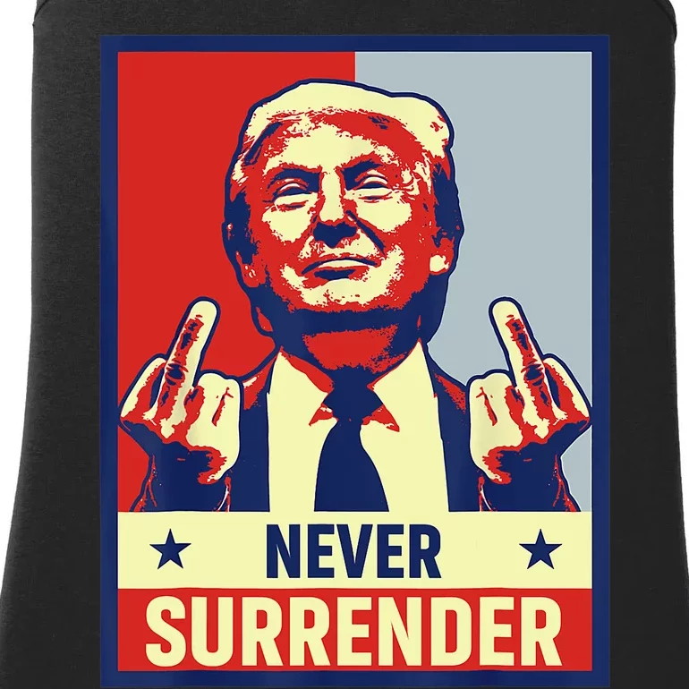 Donald Trump Never Surrender Pro Trump Trump Mug Shot Retro Ladies Essential Tank