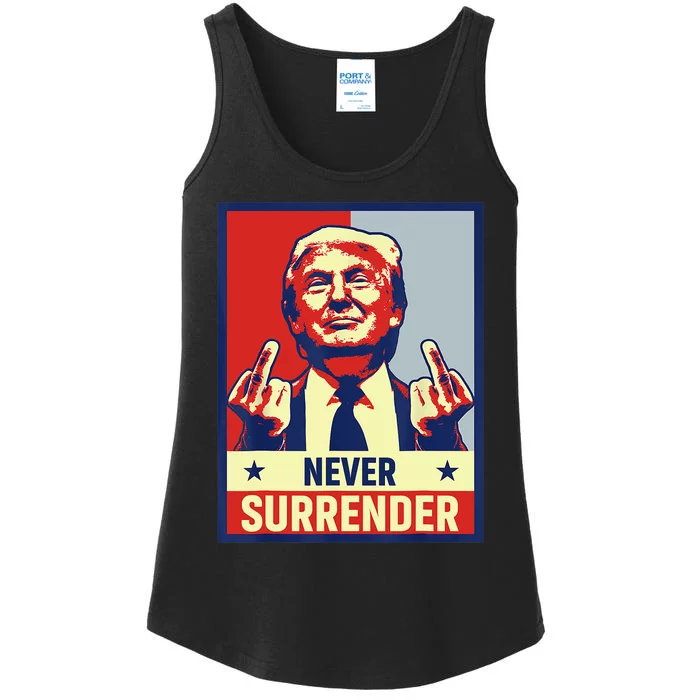 Donald Trump Never Surrender Pro Trump Trump Mug Shot Retro Ladies Essential Tank