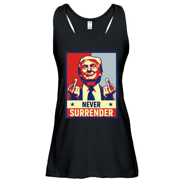 Donald Trump Never Surrender Pro Trump Trump Mug Shot Retro Ladies Essential Flowy Tank