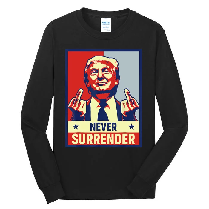 Donald Trump Never Surrender Pro Trump Trump Mug Shot Retro Tall Long Sleeve T-Shirt