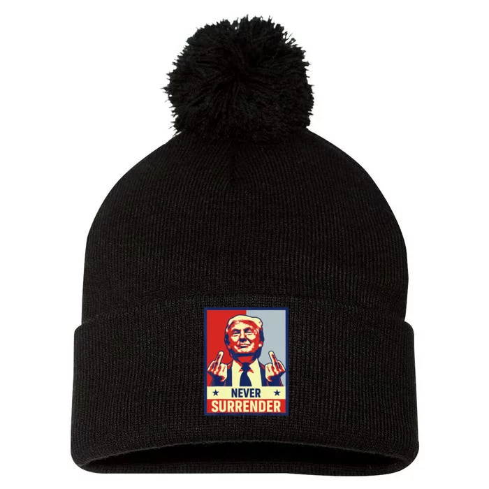 Donald Trump Never Surrender Pro Trump Trump Mug Shot Retro Pom Pom 12in Knit Beanie