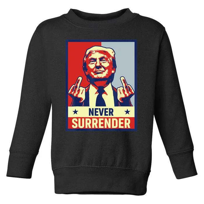 Donald Trump Never Surrender Pro Trump Trump Mug Shot Retro Toddler Sweatshirt