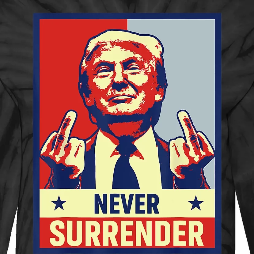 Donald Trump Never Surrender Pro Trump Trump Mug Shot Retro Tie-Dye Long Sleeve Shirt