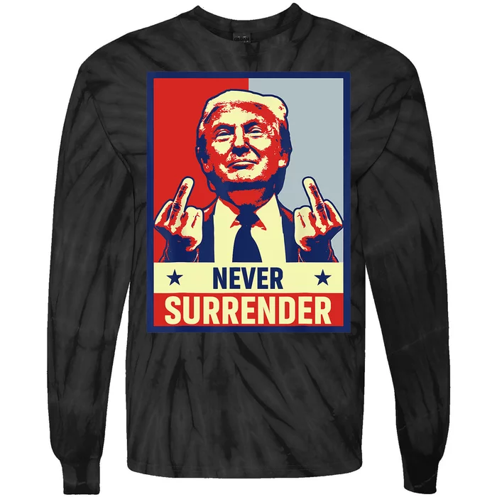 Donald Trump Never Surrender Pro Trump Trump Mug Shot Retro Tie-Dye Long Sleeve Shirt