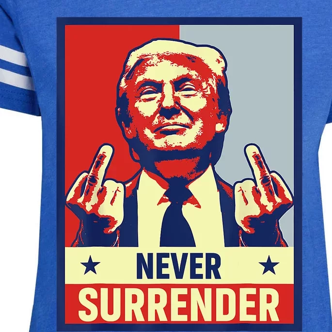 Donald Trump Never Surrender Pro Trump Trump Mug Shot Retro Enza Ladies Jersey Football T-Shirt