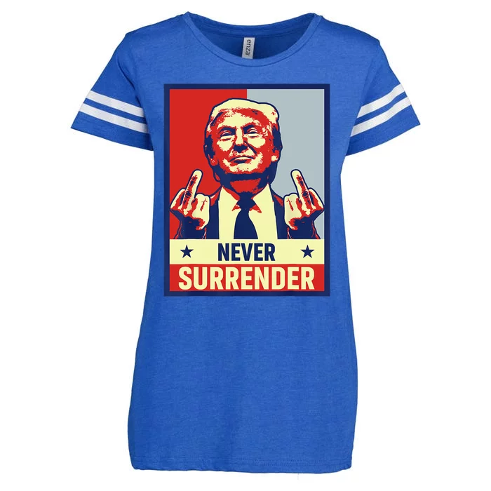 Donald Trump Never Surrender Pro Trump Trump Mug Shot Retro Enza Ladies Jersey Football T-Shirt