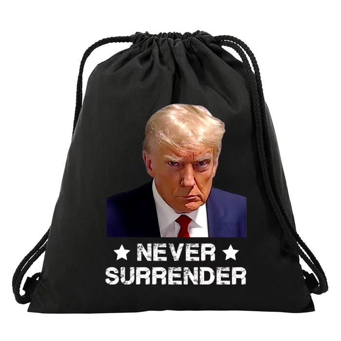 Donald Trump Never Surrender Mugshot President Vote 2024 Drawstring Bag