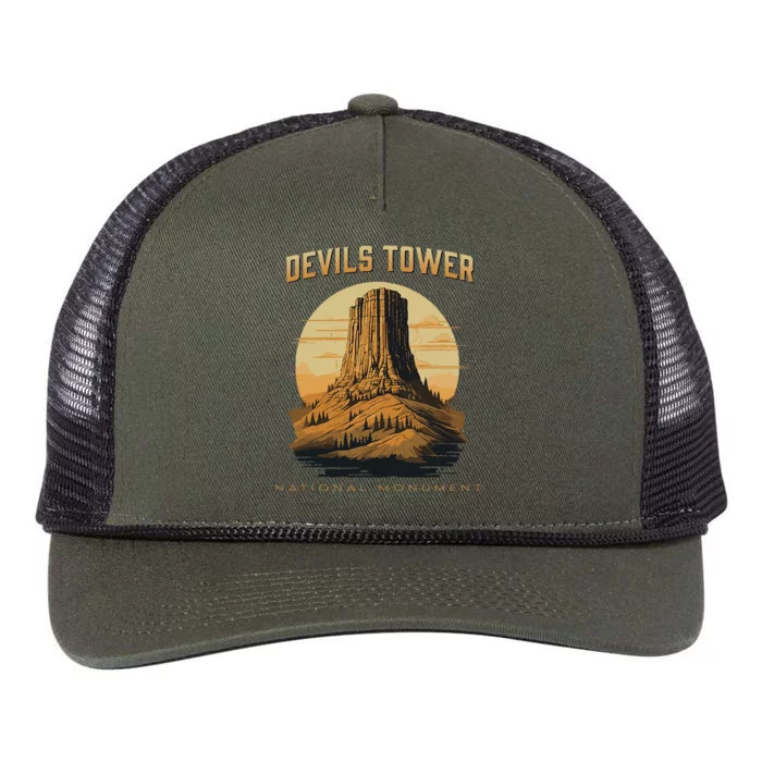 Devils Tower National Monument Wyoming Retro Rope Trucker Hat Cap