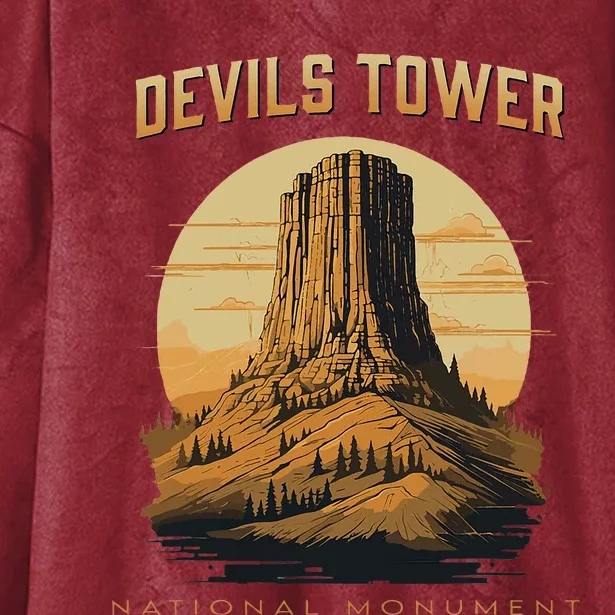 Devils Tower National Monument Wyoming Hooded Wearable Blanket