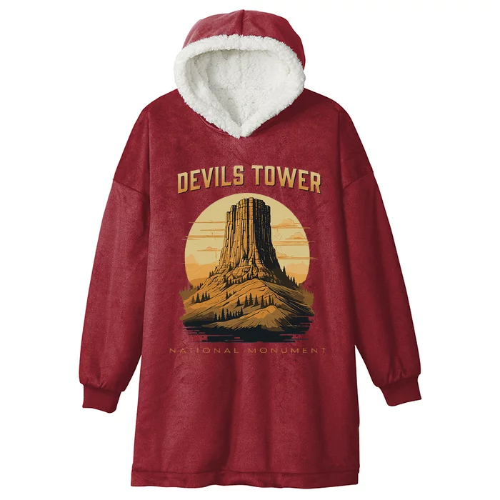 Devils Tower National Monument Wyoming Hooded Wearable Blanket