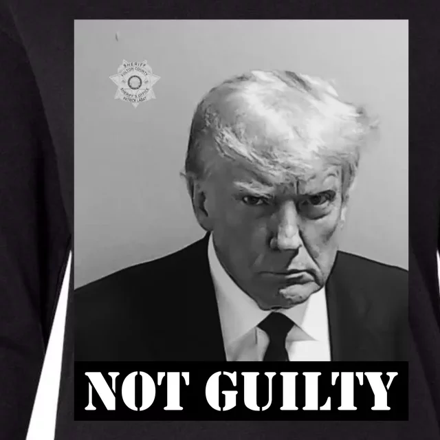 Donald Trump Not Guilty Mugshot Womens Cotton Relaxed Long Sleeve T-Shirt