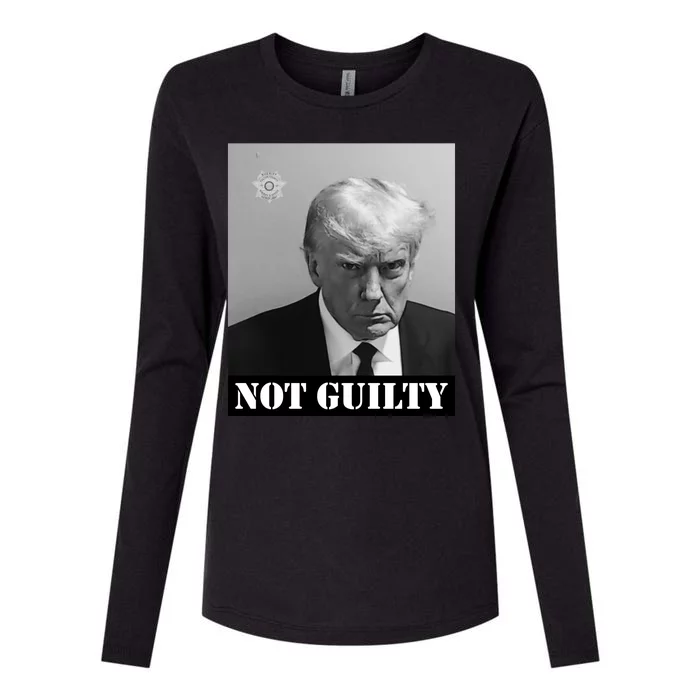 Donald Trump Not Guilty Mugshot Womens Cotton Relaxed Long Sleeve T-Shirt