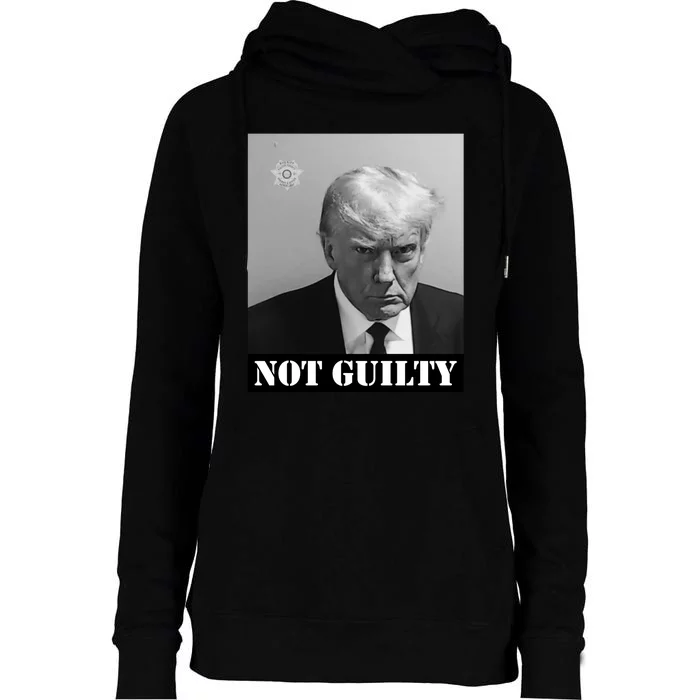 Donald Trump Not Guilty Mugshot Womens Funnel Neck Pullover Hood