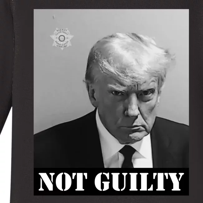 Donald Trump Not Guilty Mugshot Baby Long Sleeve Bodysuit