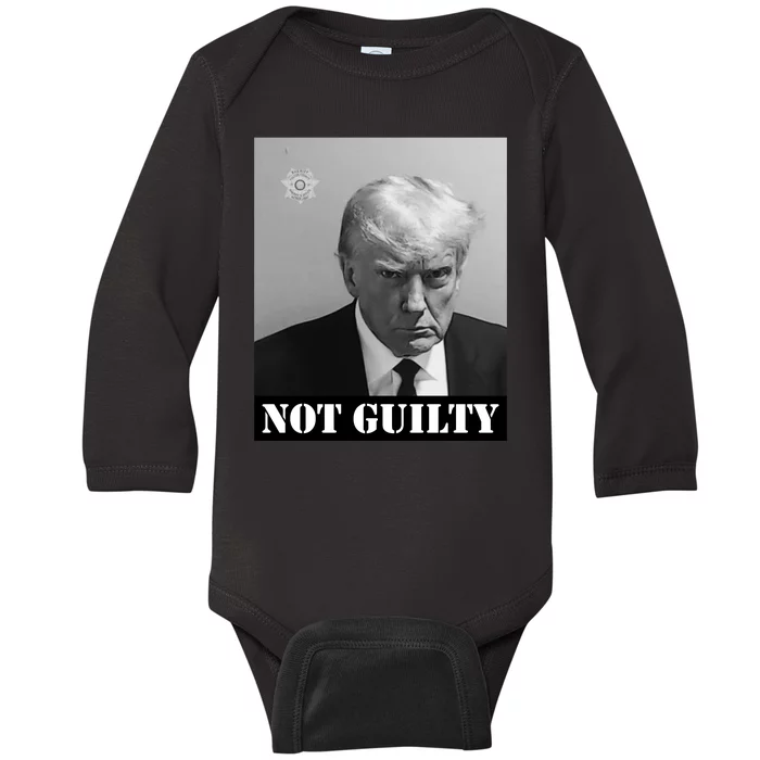 Donald Trump Not Guilty Mugshot Baby Long Sleeve Bodysuit