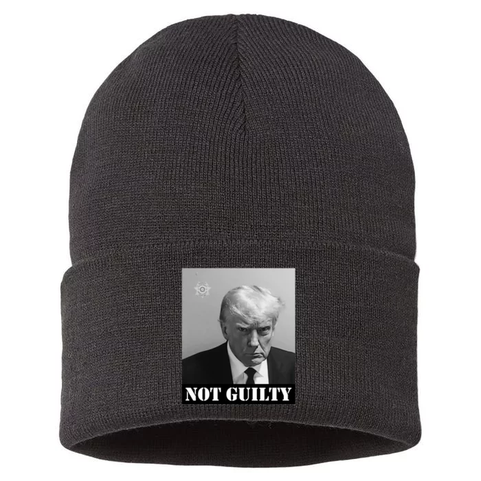 Donald Trump Not Guilty Mugshot Sustainable Knit Beanie