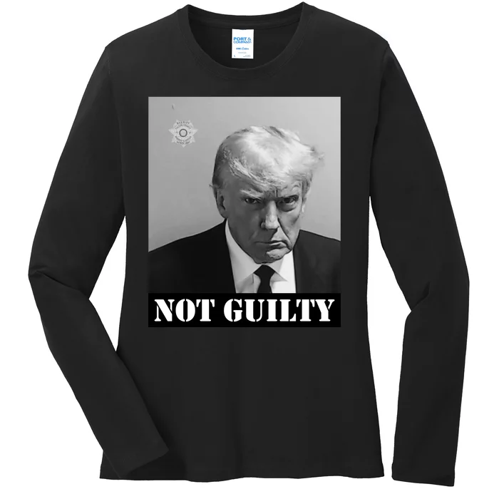 Donald Trump Not Guilty Mugshot Ladies Long Sleeve Shirt