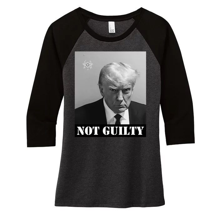 Donald Trump Not Guilty Mugshot Women's Tri-Blend 3/4-Sleeve Raglan Shirt