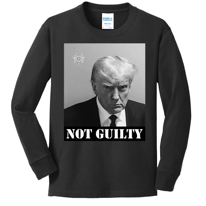 Donald Trump Not Guilty Mugshot Kids Long Sleeve Shirt