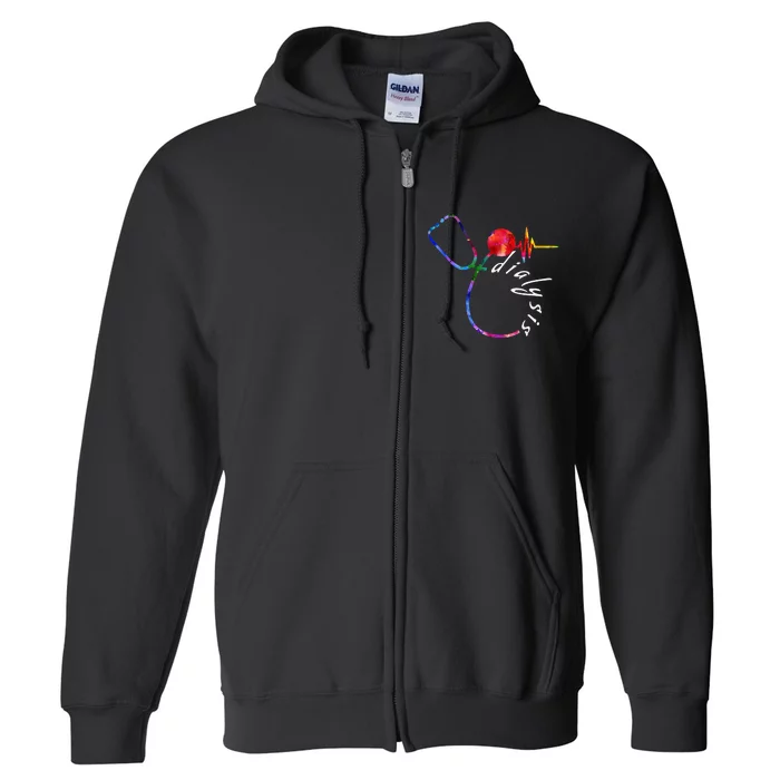 Dialysis Technician Nurse Heartbeat awareness Full Zip Hoodie