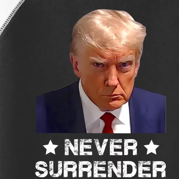 Donald Trump Never Surrender Mug Shot President Vote 2024 Toddler Fine Jersey T-Shirt