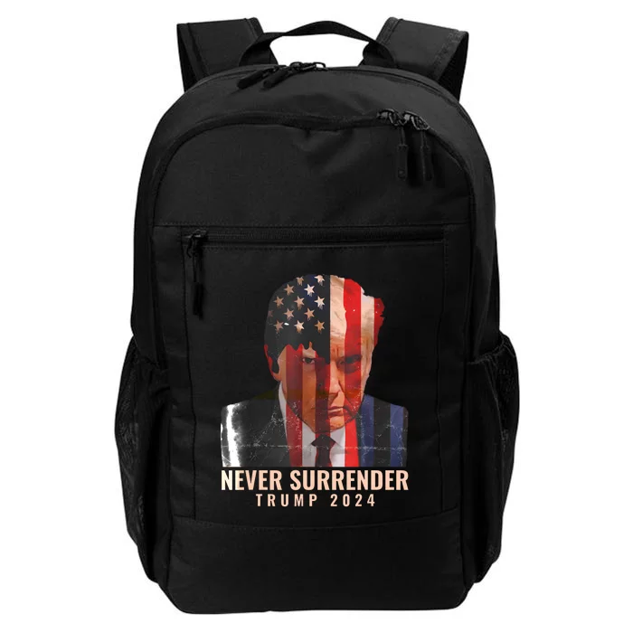 Donald Trump Never Surrender President 2024 Trump Mug Shot Daily Commute Backpack