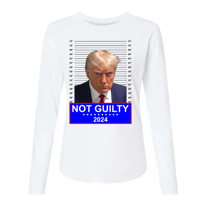 Donald Trump Not Guilty 2024 Mugshot Politcal Womens Cotton Relaxed Long Sleeve T-Shirt