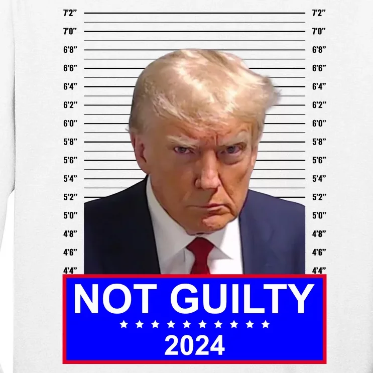 Donald Trump Not Guilty 2024 Mugshot Politcal Tall Long Sleeve T-Shirt