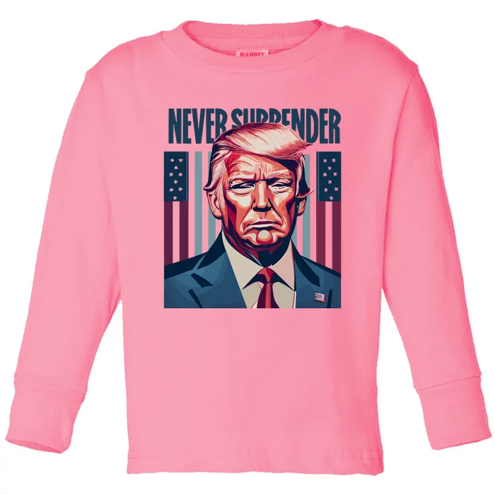 Donald Trump Never Surrender Toddler Long Sleeve Shirt