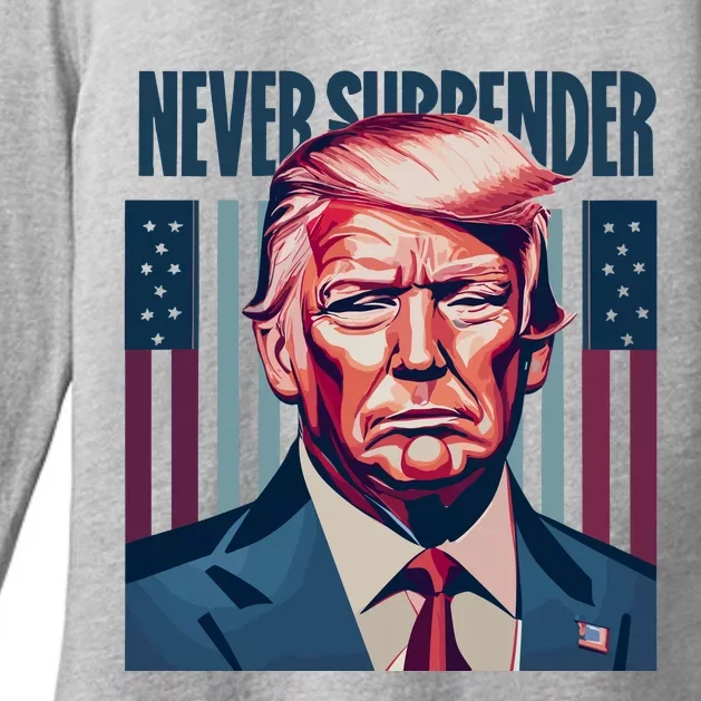 Donald Trump Never Surrender Womens CVC Long Sleeve Shirt