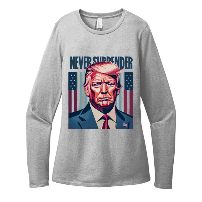 Donald Trump Never Surrender Womens CVC Long Sleeve Shirt