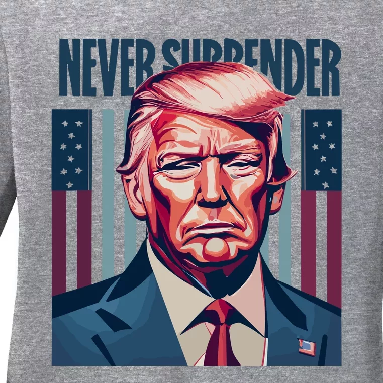 Donald Trump Never Surrender Ladies Long Sleeve Shirt