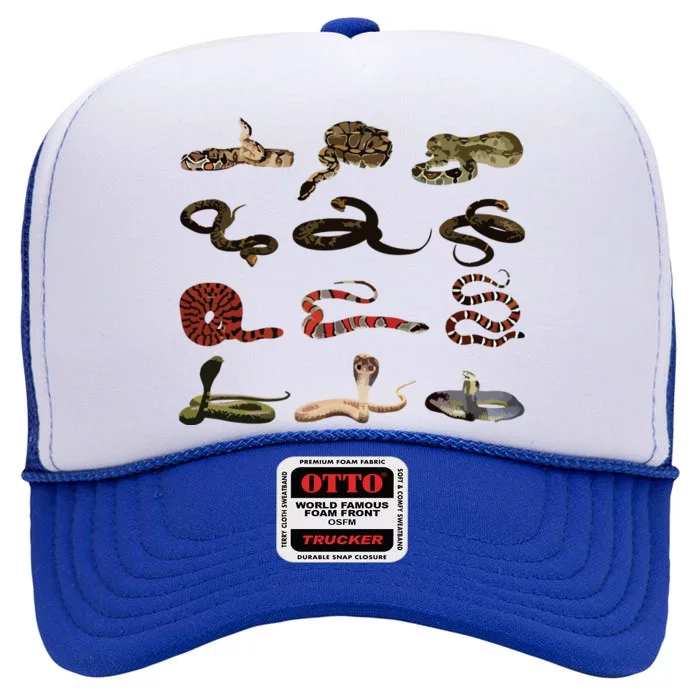 Different Types Of Snakes Boy Girl Educational Serpent High Crown Mesh Trucker Hat