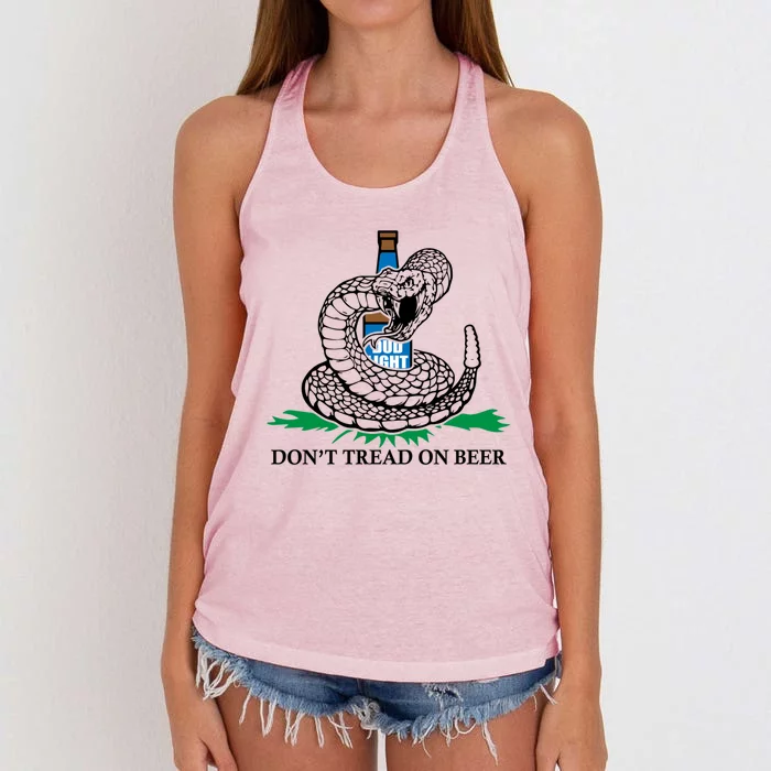 Dont Tread On Beer Funny Patriot America Usa Freedom Lover Funny Gift Women's Knotted Racerback Tank