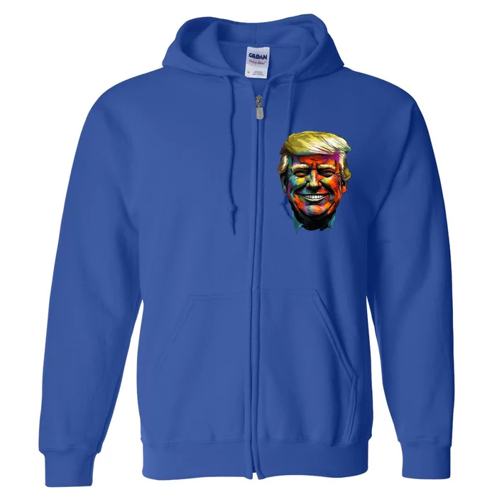 Donald Trump Oil Painting Style Donald J Trump Smiling Full Zip Hoodie