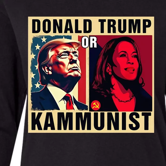 Donald Trump Or Kammunist 2024 President Election Womens Cotton Relaxed Long Sleeve T-Shirt