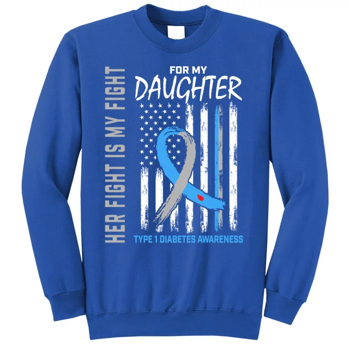 Daughter Type One Diabetes Awareness Usa Flag Back Graphic Gift Tall Sweatshirt