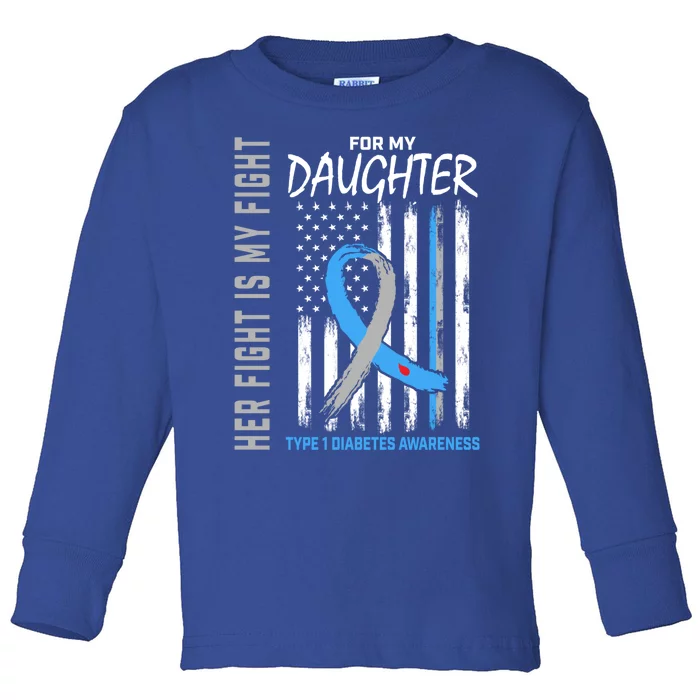 Daughter Type One Diabetes Awareness Usa Flag Back Graphic Gift Toddler Long Sleeve Shirt