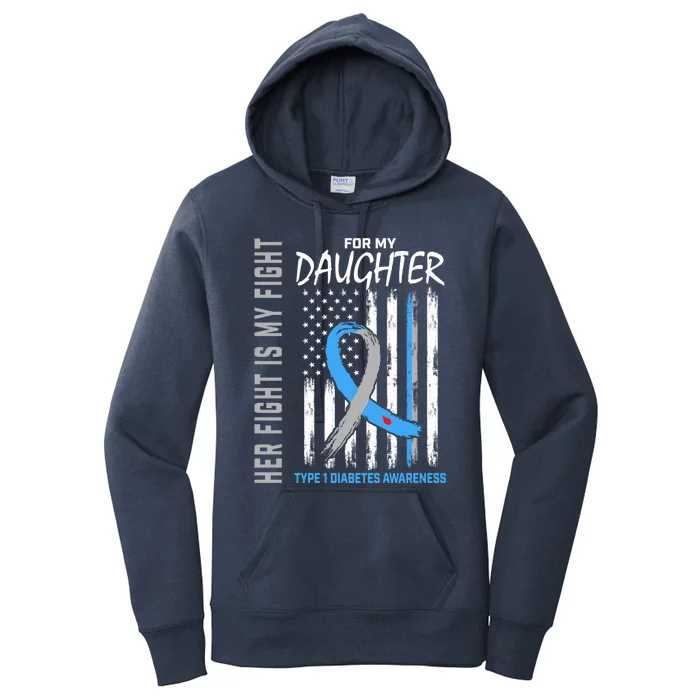 Daughter Type One Diabetes Awareness Usa Flag Back Graphic Gift Women's Pullover Hoodie