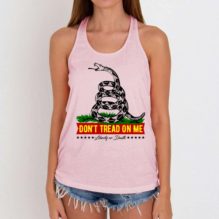 Dont Tread On Me Liberty Or Death Come & Take It Women's Knotted Racerback Tank